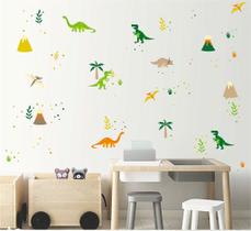 Adesivo de Parede Infantil Dinossauros Coloridos e Divertidos
