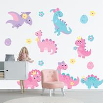 Adesivo de Parede Infantil Dinossauros Dinos Quarto Menina 889adn Adesivo de Parede Infantil Dinossauros Dinos Quarto Menina 889adn