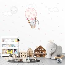 Adesivo de Parede Infantil Elefante Balão Lua e nuvens