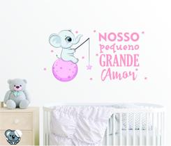 Adesivo De Parede Infantil Elefantinho Lua com Frase Bebê