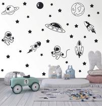 Adesivo De Parede Infantil Espaço Galaxia Astronauta Doodle