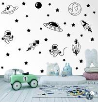 Adesivo de Parede Infantil Espaço Galaxia Astronauta Doodle Adesivo de Parede Infantil Espaço Galaxia Astronauta Doodle