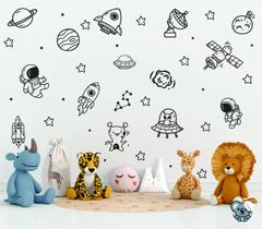 Adesivo de Parede Infantil Espaço Galaxia Doodle