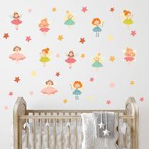 Adesivo de Parede Infantil Fadas E Estrelas Quarto Menina Menino Decoração Bebê 259adn Adesivo de Parede Infantil Fadas E Estrelas Quarto Menina Menino Decoração Bebê 259adn