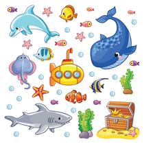 Adesivo de Parede Infantil - Fundo do Mar - Peixes - Bolhas - Quarto - Bebê - Menino - Menina - 028ir