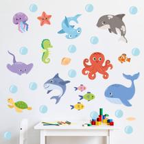 Adesivo de Parede Infantil Fundo do Mar Quarto Menina Menino Decoração Bebê 375adn Adesivo de Parede Infantil Fundo do Mar Quarto Menina Menino Decoração Bebê 375adn