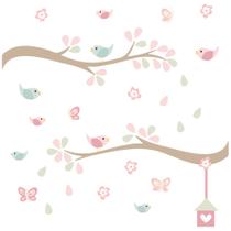 Adesivo de Parede Infantil Galhos e Pássaros Passarinhos