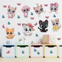 Adesivo de Parede Infantil Gatinhos Quarto Menino Menina 870adn Adesivo de Parede Infantil Gatinhos Quarto Menino Menina 870adn