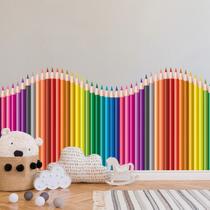 Adesivo de Parede Infantil Lápis de Cor Onda Colorida 100x110cm - Quartinhos