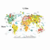 Adesivo de Parede Infantil Mapa Zoo