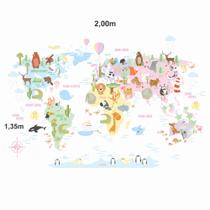 Adesivo de Parede Infantil Mapa Zoo