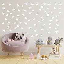 Adesivo De Parede Infantil Menina 72 Borboletas Brancas