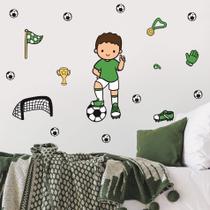 Adesivo de Parede Infantil Menino Futebol Verde Copa do Mundo