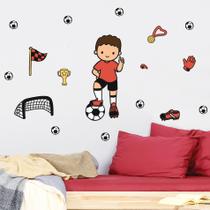 Adesivo de Parede Infantil Menino Futebol Vermelho
