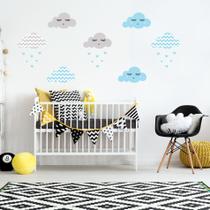 Adesivo de Parede Infantil Nuvens Chevron Azul