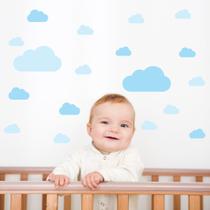Adesivo de Parede Infantil Nuvens Tons de Azul Adesivo de Parede Infantil Nuvens Tons de Azul