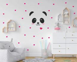 Adesivo De Parede Infantil Panda Kit Corações - pinkie