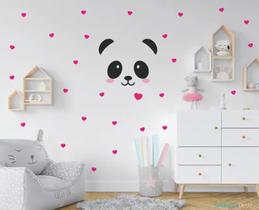 Adesivo De Parede Infantil Panda Kit Corações