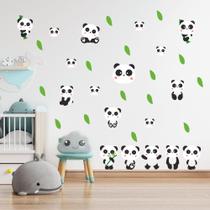 Adesivo de Parede Infantil Pandas Quarto Menina Menino Decoração Bebê 253adn Adesivo de Parede Infantil Pandas Quarto Menina Menino Decoração Bebê 253adn
