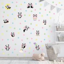 Adesivo de Parede Infantil Pandas Unicórnios 994adn Adesivo de Parede Infantil Pandas Unicórnios 994adn