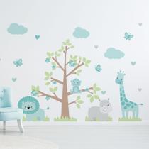 Adesivo de Parede Infantil para Quarto Safari Azul Turquesa
