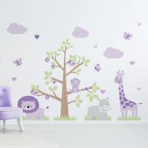 Adesivo de Parede Infantil para Quarto Safari Menina Lilas