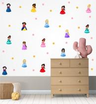Adesivo de Parede Infantil Princesas Cute e Estrelas Adesivo de Parede Infantil Princesas Cute e Estrelas