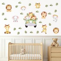 Adesivo de Parede Infantil Safari Aquarela Menina Quarto Menina Decoração Bebê 447adn Adesivo de Parede Infantil Safari Aquarela Menina Quarto Menina Decoração Bebê 447adn