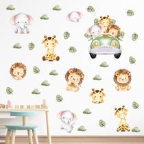 Adesivo de Parede Infantil Safari Aquarela Menino Quarto Menino Decoração Bebê 446adn Adesivo de Parede Infantil Safari Aquarela Menino Quarto Menino Decoração Bebê 446adn