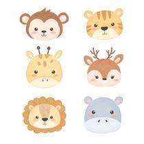 Adesivo de Parede Infantil Safari Aquarela Quarto Criança Bebe - 078ir