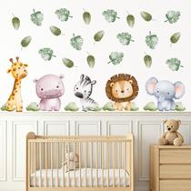 Adesivo de Parede Infantil Safari Aquarela Quarto Menina Menino Decoração Bebê 442adn Adesivo de Parede Infantil Safari Aquarela Quarto Menina Menino Decoração Bebê 442adn