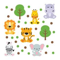 Adesivo de Parede Infantil Safari Quarto Bebê Menino Menina - 115ir