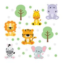 Adesivo de Parede Infantil Safari Quarto Bebê Menino Menina - 116ir