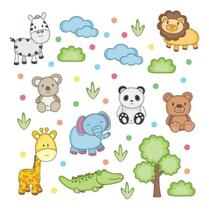 Adesivo De Parede Infantil Safari Quarto Criança Bebe 133Ir