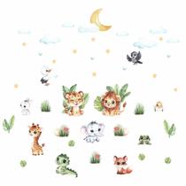 Adesivo de Parede Infantil Savana em Aquarela - Safari com Bichinhos quarto bebês e crianças Adesivo de Parede Infantil Savana em Aquarela - Safari com Bichinhos quarto bebês e crianças