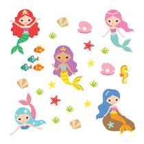 Adesivo de Parede Infantil Sereia Quarto Menina Bebe - 138ir