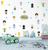 Adesivo De Parede Infantil Star Wars Cute Baby Miniaturas - Colakoala Adesivos