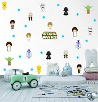 Adesivo De Parede Infantil Star Wars Cute Baby Miniaturas Adesivo De Parede Infantil Star Wars Cute Baby Miniaturas