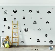 Adesivo De Parede Infantil Star Wars Icones Miniaturas Adesivo De Parede Infantil Star Wars Icones Miniaturas
