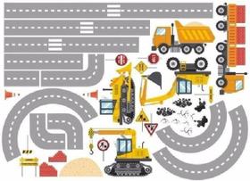 Adesivo De Parede Infantil Trator Construção Caminhão Bebe