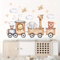 Adesivo de Parede Infantil Trem Safari Aquarela Adesivo de Parede Infantil Trem Safari Aquarela