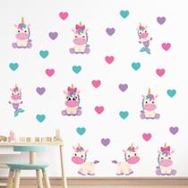 Adesivo de Parede Infantil Unicórnio e Coração Quarto Menina Decoração Bebê 371adn Adesivo de Parede Infantil Unicórnio e Coração Quarto Menina Decoração Bebê 371adn