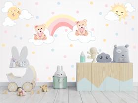 Adesivo de Parede Infantil Ursinhas Arco Íris Sol e Lua Adesivo de Parede Infantil Ursinhas Arco Íris Sol e Lua