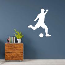 Adesivo de Parede Jogador de Futebol Silhueta Bola Decoração Quarto Menino Adolescente
