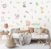 Adesivo de Parede Kigrude Animais Aquarela Safari Floresta Adesivo de Parede Kigrude Animais Aquarela Safari Floresta