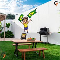 Adesivo de Parede Lavável Menino Comemoração Bandeira Brasil Copa Adesivo de Parede Lavável Menino Comemoração Bandeira Brasil Copa