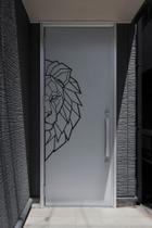Adesivo De Parede Leão Geométrico Metade Abstrato Minimalista Porta