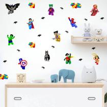 adesivo de parede lego brinquedo mini super heróis