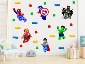 adesivo de parede lego vingadores heróis quarto infantil