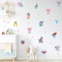 Adesivo de parede lilo stitch miniaturas desenho aquarela decoração quarto de meninas Adesivo de parede lilo stitch miniaturas desenho aquarela decoração quarto de meninas